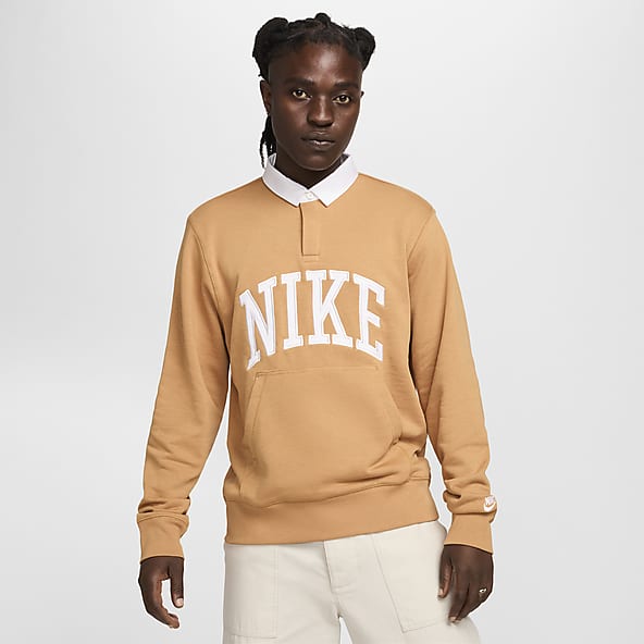 Brown Pockets Crew Neck Sweatshirts. Nike